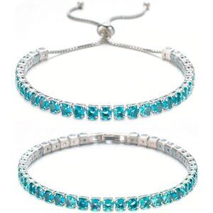 Hypoallergenic Aquamarine Tennis Bracelet, Perfect Gift for Mother's Day - 7.5in